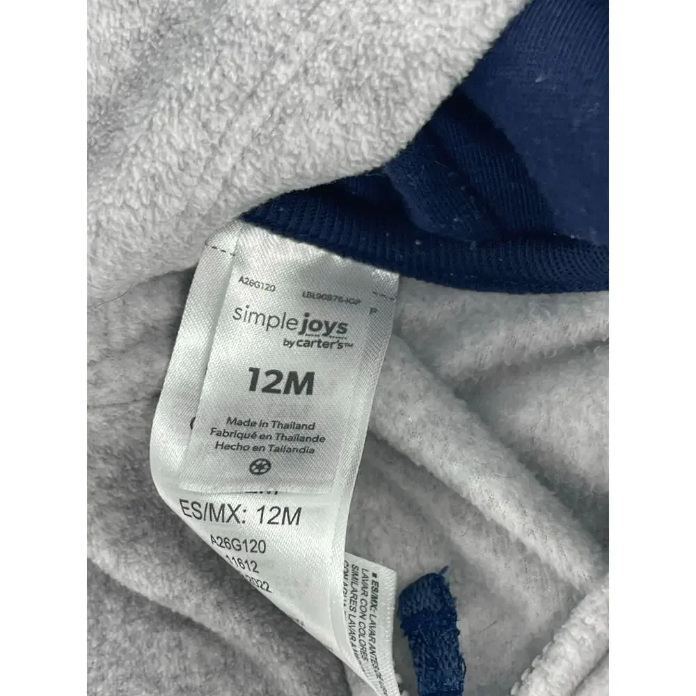 Carter's Simple Joys Gray Navy Blue 2 Full Zip Hoodies Baby Size 12 Months
